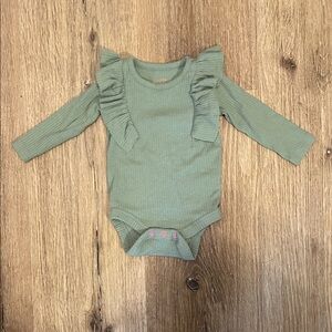 Cat & Jack Olive Ruffled Long Sleeve Bodysuit